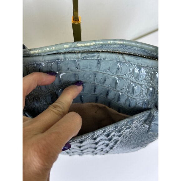 Brahmin Gray- Blue Croc-Embossed Tote - Picture 8 of 16